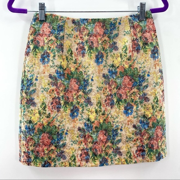 Modcloth Dresses & Skirts - ModCloth Louche Metallic Floral Print Merie Mini Skirt